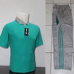 Setelan Baju Training Olahraga Warna Toska Abu