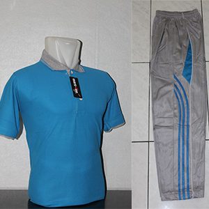 Setelan Baju Training Olahraga Warna Turkis Abu