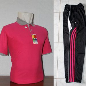 Setelan Baju Training Olahraga Warna Pink Fanta