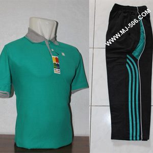 Setelan Baju Training Olahraga Warna Hijau Toska