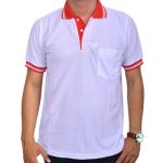 Kaos Polo Warna Putih Merah