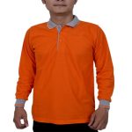 Kaos Polo Warna Orange Lengan Panjang