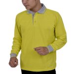 Kaos Polo Hijau Lemon Lengan Panjang