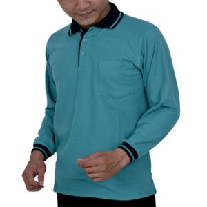 Kaos Polo Lengan Panjang Hijau Toska