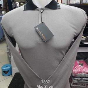 Polo Shirt Lengan Panjang Warna Abu Misty