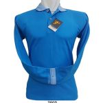 Polo Shirt Lengan Panjang Warna Biru Turkis