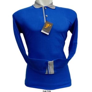 Polo Shirt Lengan Panjang Warna Biru Benhur