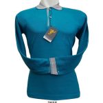 Polo Shirt Lengan Panjang Warna Biru Tosca