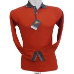 Polo Shirt Lengan Panjang Warna Merah Bata