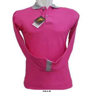 Polo Shirt Lengan Panjang Warna Pink Fanta