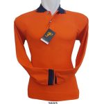 Polo Shirt Lengan Panjang Warna Orange Bata