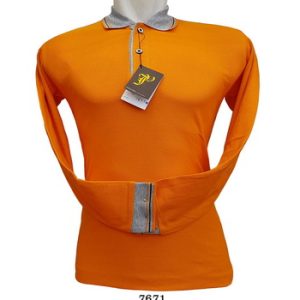 Polo Shirt Lengan Panjang Warna Orange