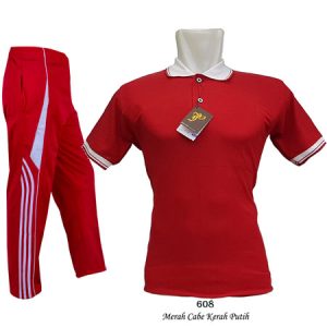 Setelan Baju Training Olahraga Warna Merah Putih