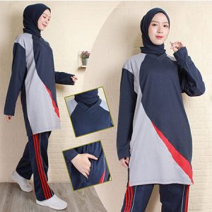 Baju Olahraga Muslimah Warna Biru Dongker