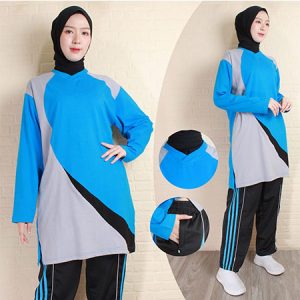 Baju Olahraga Wanita Muslimah Warna Biru